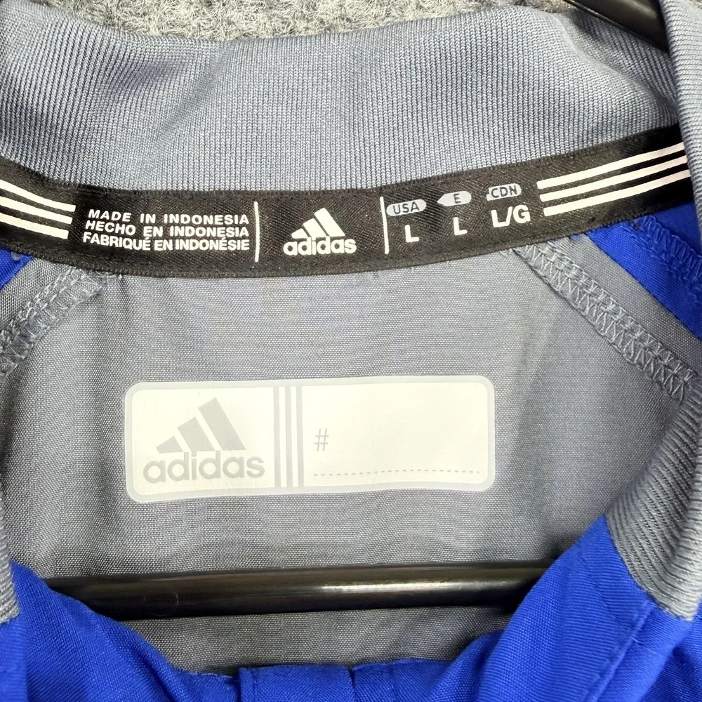 Adidas Jacket Mens Large Blue Gray 1/4 Zip Golf Windbreaker Lined Lightweight